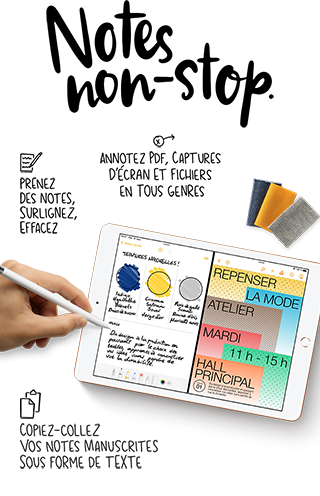 Écrivez, annotez des documents et prenez des notes directement sur l’écran de l’iPad avec l’Apple Pencil.