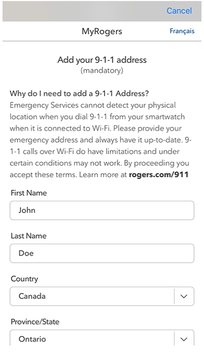 Apple Watch Screen - 911 Address - EN