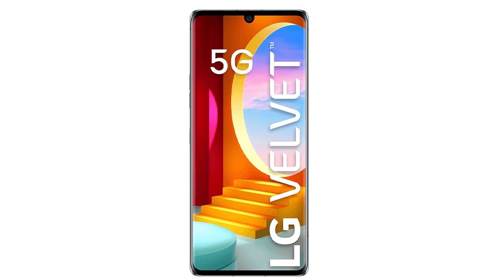 The front of the LG Velvet 5G in Aurora Gray