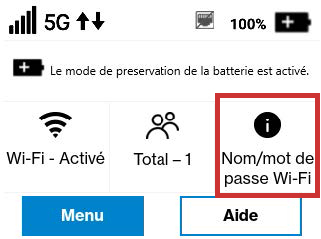 Nom (SSID)/mot de passe WiFi sur l’écran d’accueil