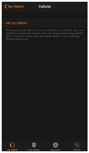 Apple Watch Screen Setup - Cellular Settings - EN