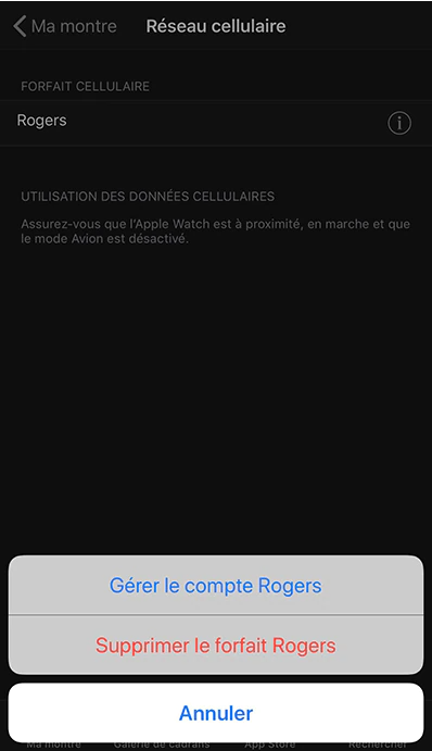 Apple Watch Screen Unlinking - Cellular page - FR