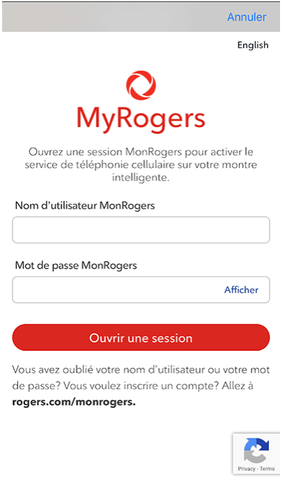 Apple Watch Screen - Rogers Sign in page- EN