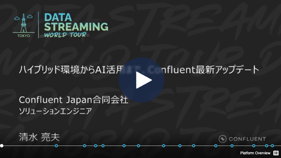 ハイブリッド環境からAI活用まで、Confluent最新アップデート Confluent Japan合同会社 ソリューションエンジニア 清水 亮夫