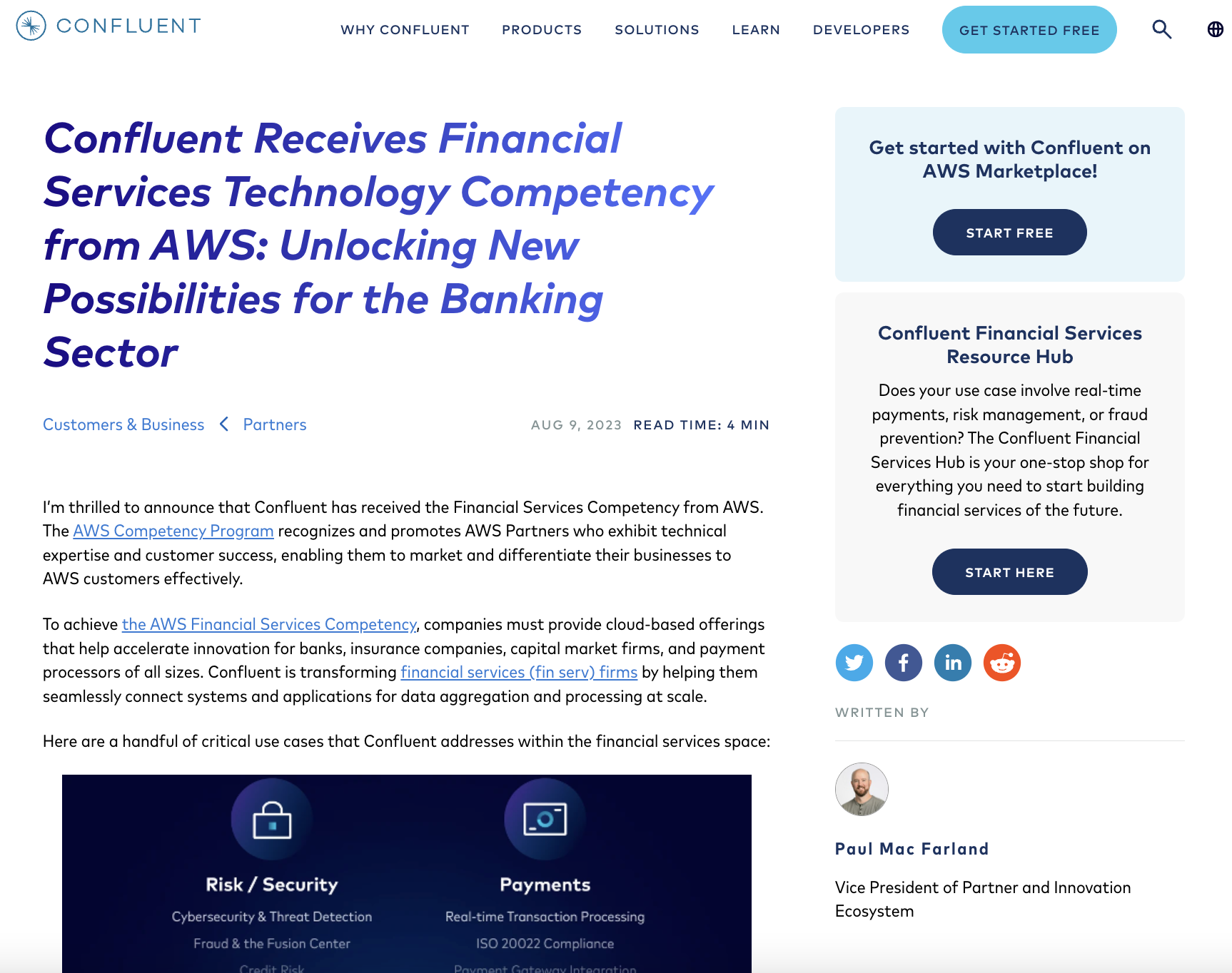 Confluent Receives Financial Services Technology Competency from AWS