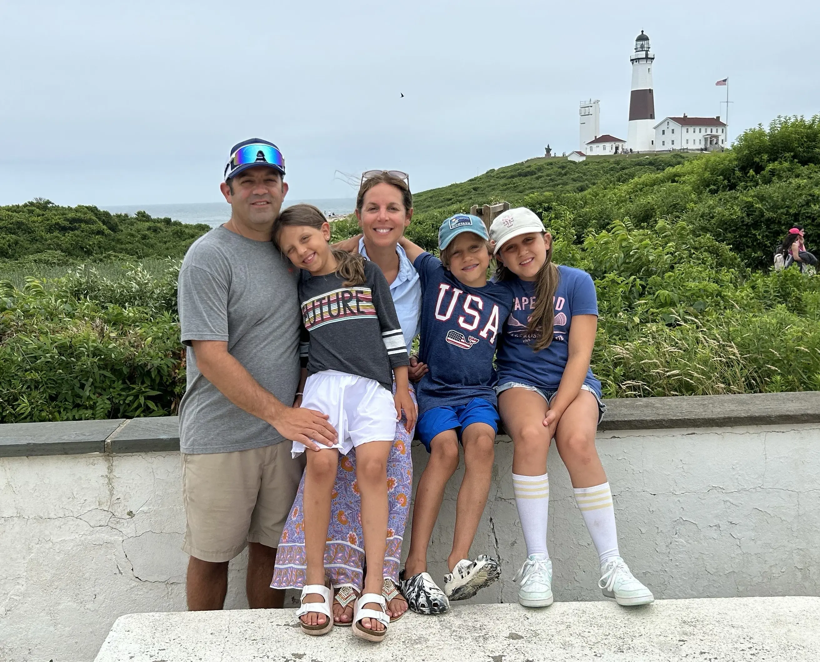The Esteves family on vacation, from left to right: Craig, Violet, Holly, Jackson, and Sailor Esteves.