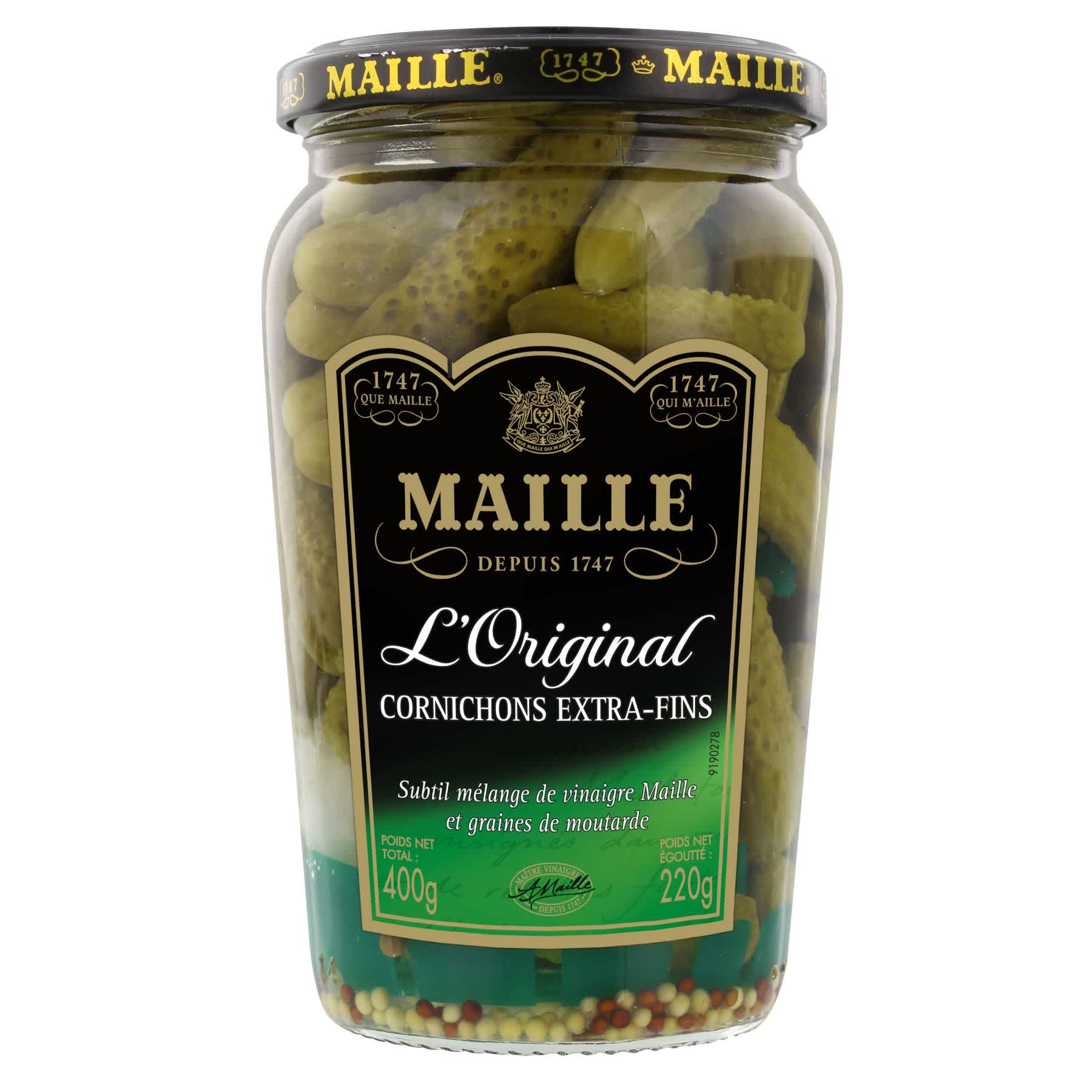 Maille - Cornichons Extra-Fins L'Original Bocal 220 g, overview