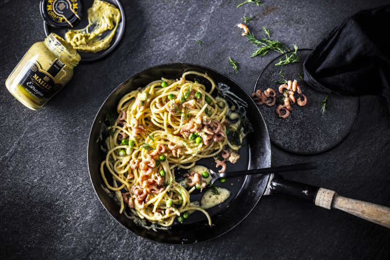 Pasta mit Nordseekrabben und Estragon-Weißweinsauce img