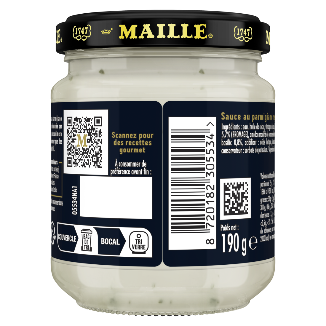 Maille Sauce au Parmigiano Reggiano, Pointe de Basilic, 190 g back