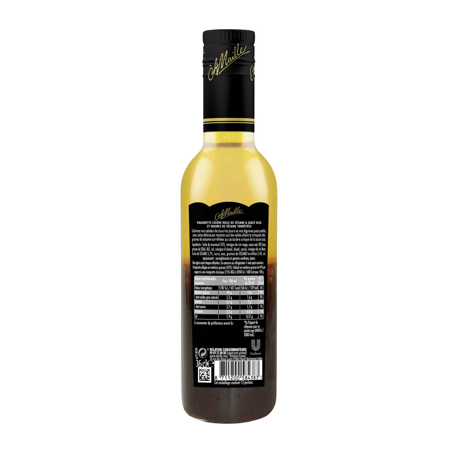 Maille - Vinaigrette huile de sesame & sauce soja graines de sesame torrefiees, 360 ml, backend