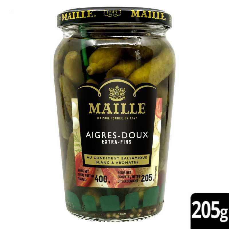 Maille - Cornichons Aigres-Doux Extra-Fins Bocal 205 g, overview