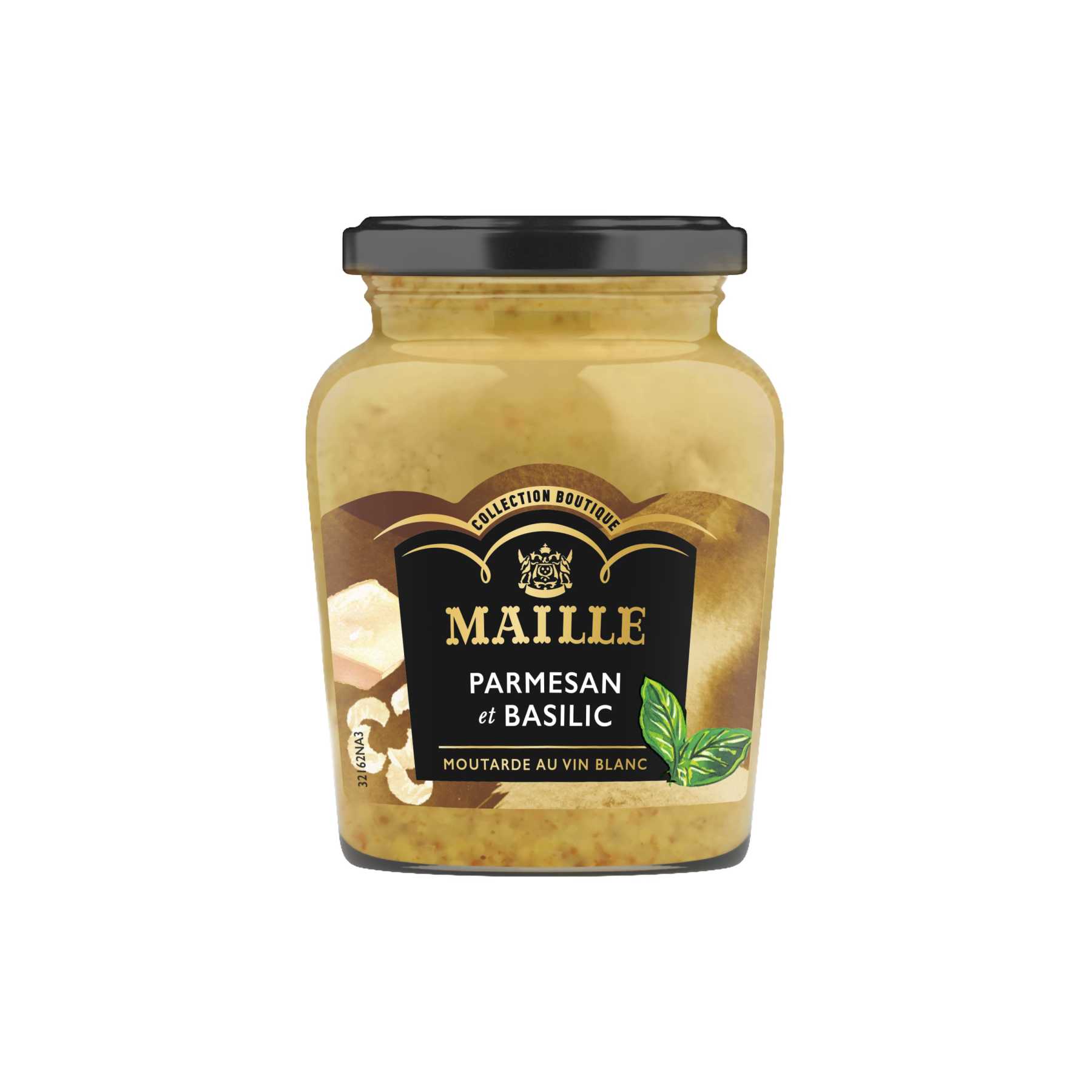 Maille - Moutarde au vin blanc, parmesan et basilic, 108g, overview