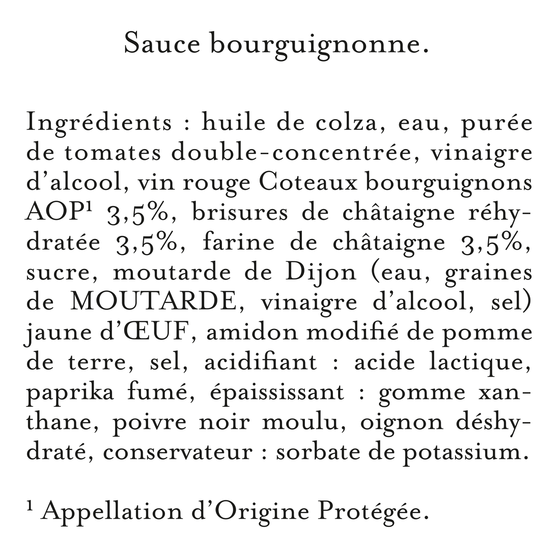 Ingredients MAILLE SAUCE BOURGUIGNONNE 190g bocal
