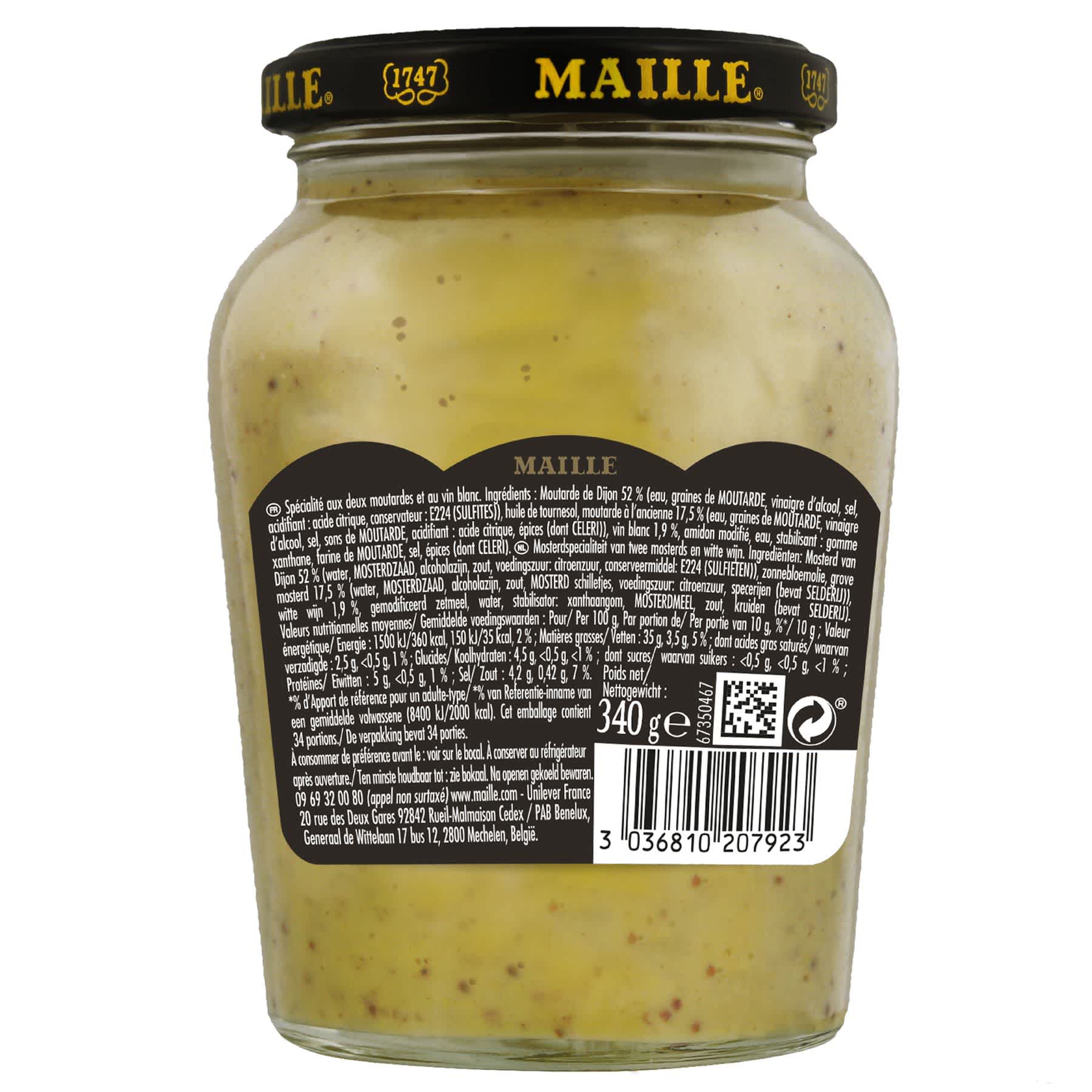 Maille - Spécialité à la Moutarde Fins Gourmets L'Originale Bocal 340 g, backend