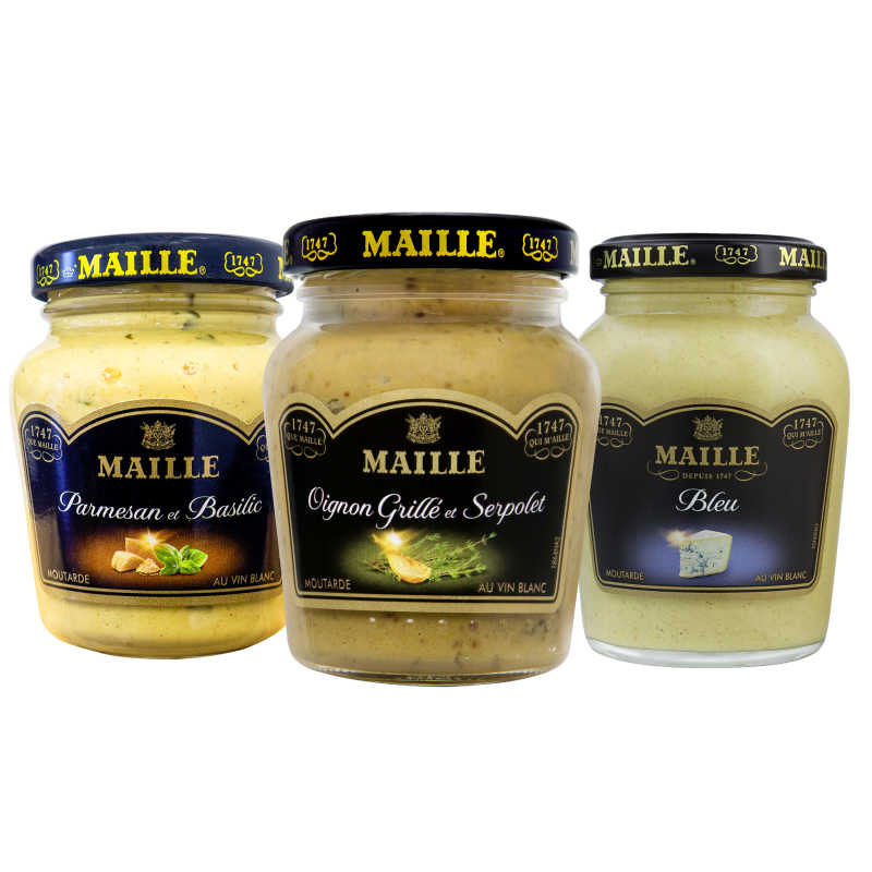 Maille Lot accompagnement Barbecue, 3 x Moutardes 108g