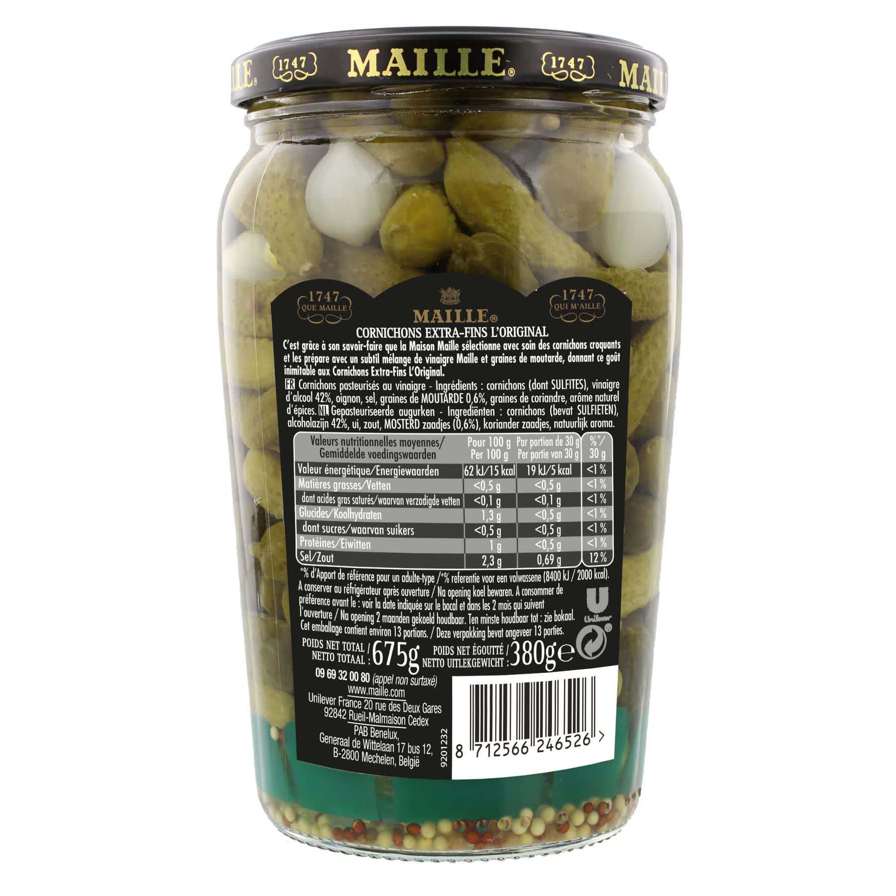 Maille Cornichons ExtraFins Bocal 380 g