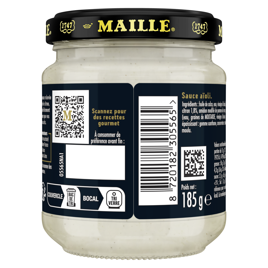 Maille Sauce Aïoli, Zeste de citron, 185 g back