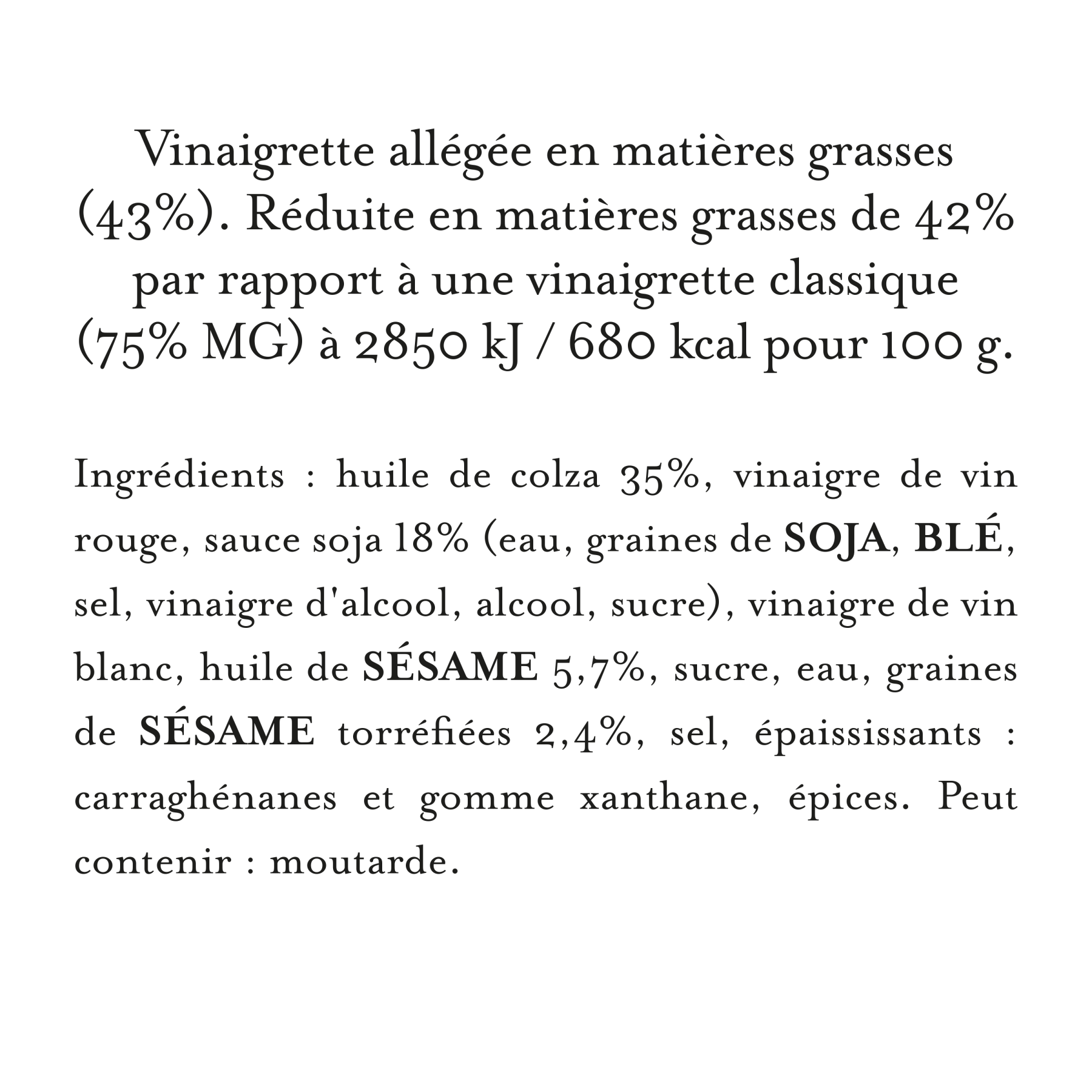 Maille - Vinaigrette Légère Huile de Sésame & Sauce Soja Graines