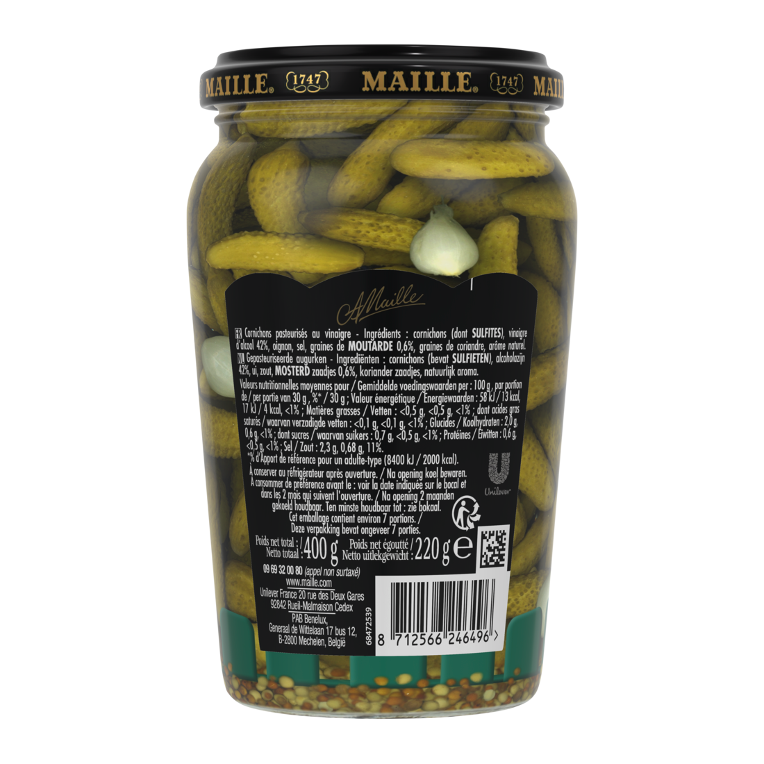 Maille Cornichons ExtraFins L'Original Bocal 220 g