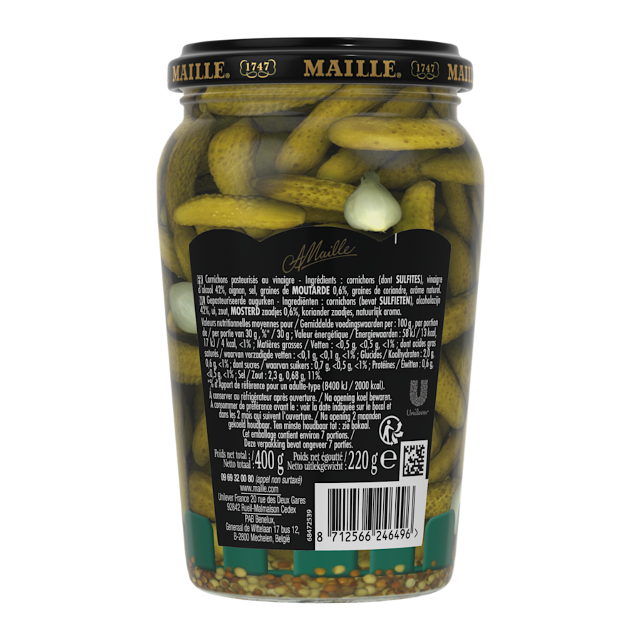 Maille Cornichons ExtraFins L'Original Bocal 220 g