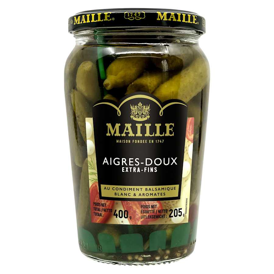 Maille Cornichons AigresDoux ExtraFins Bocal 205 g