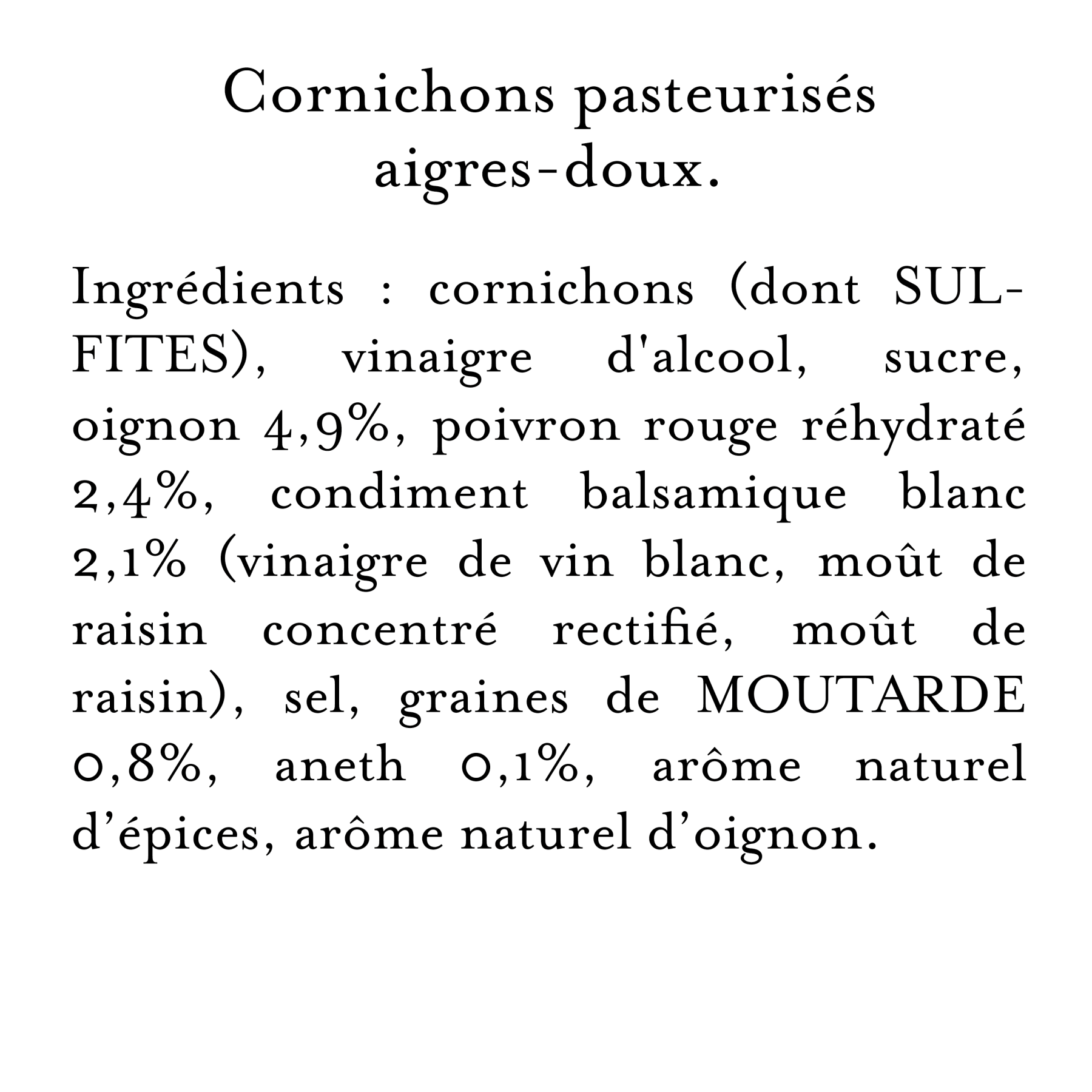 Maille - Cornichons aigres-doux extra-fin, 205 g, description