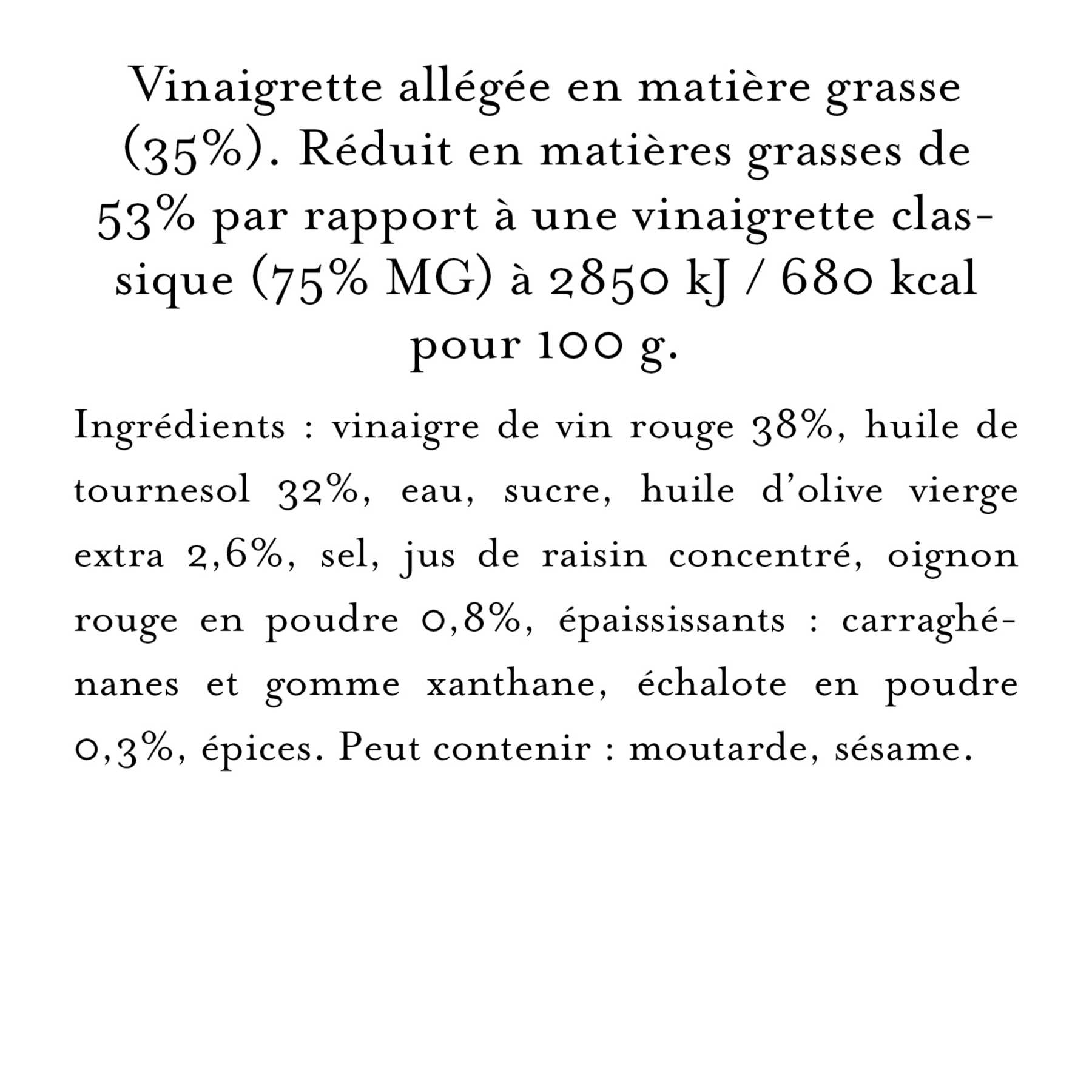 Maille - Vinaigrette Légère Vinaigre de Vin Rouge et Echalotes Pointe d'Oignon Rouge 36 cl, description