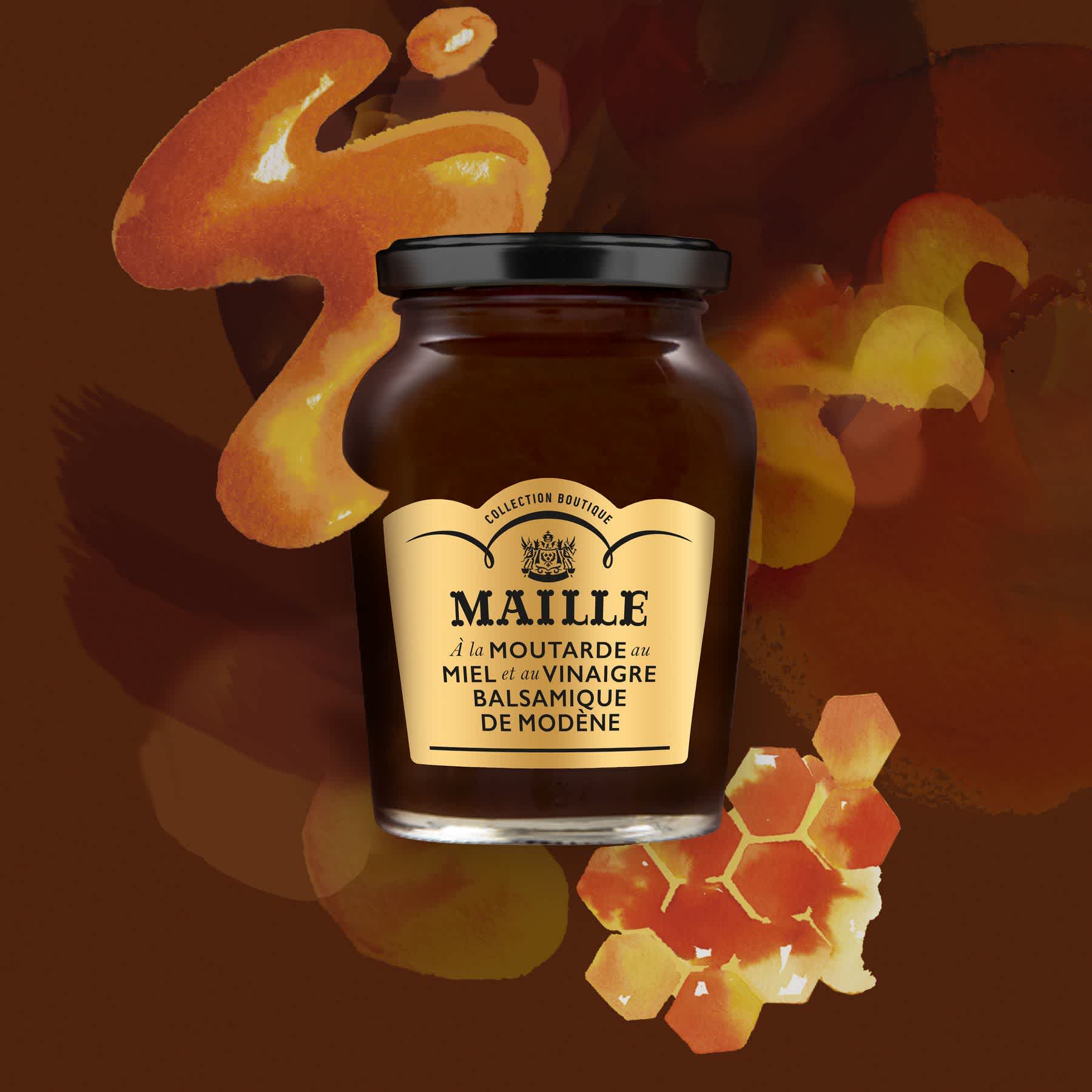 Maille - Spécialité à la moutarde au miel et au vinaigre balsamique de Modène, 225 g, new visual