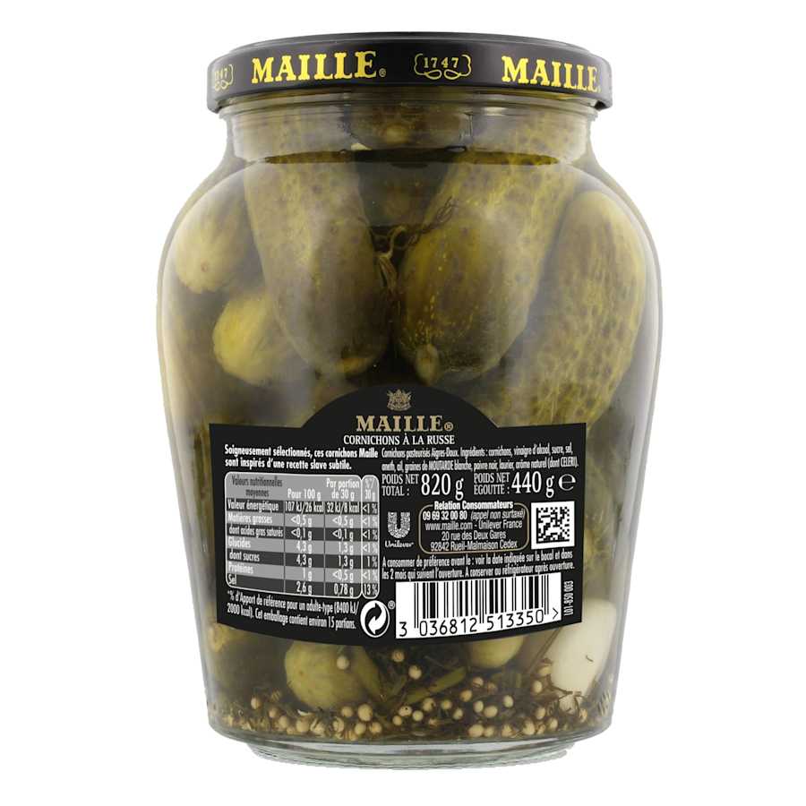 Maille Cornichons à la Russe Bocal 440 g
