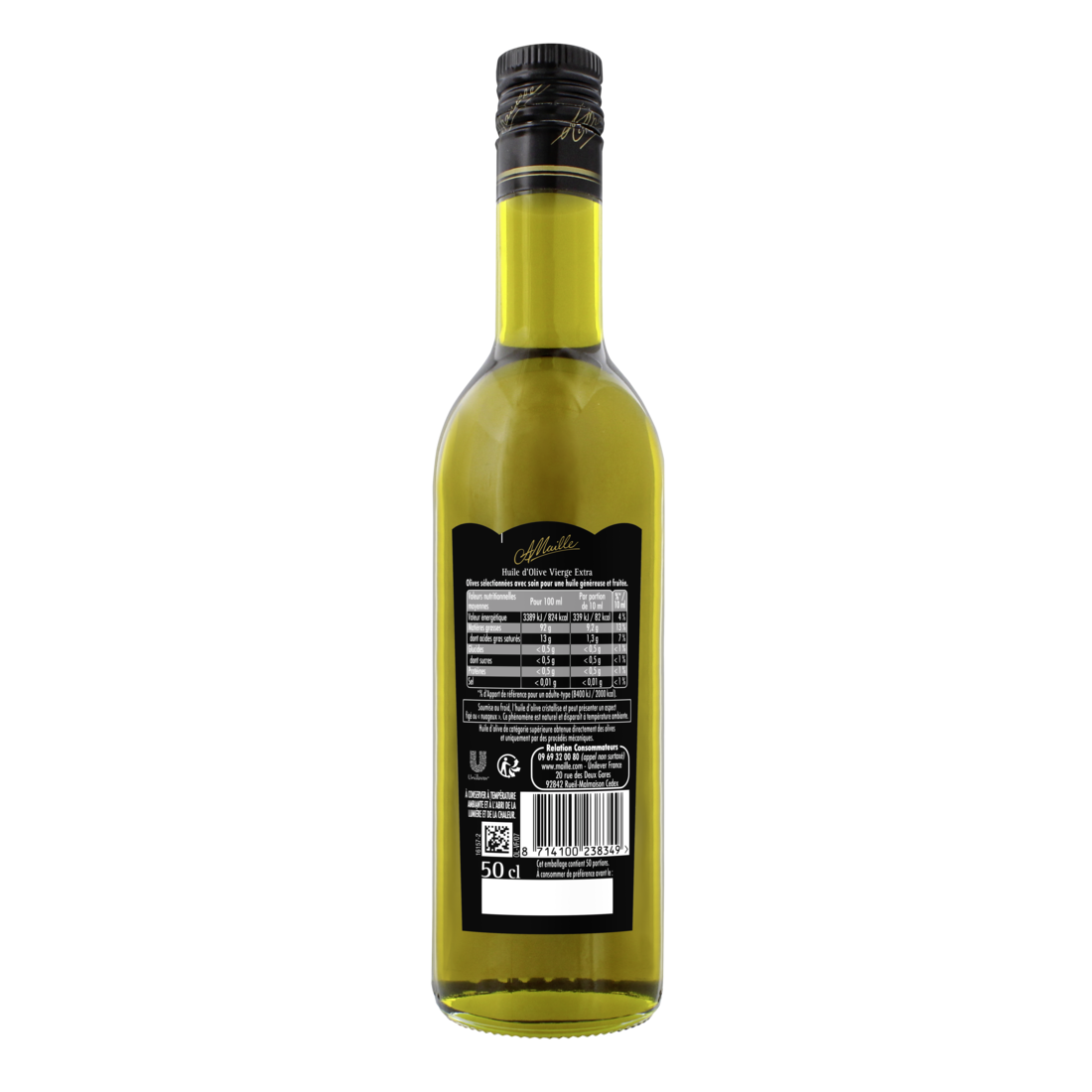 Flacon pour huile d'olive en portion de 100 ml, en verre