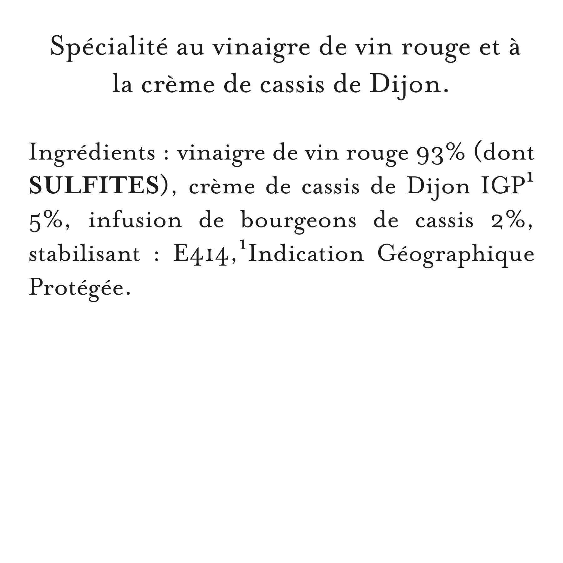 Maille - Specialite au vinaigre de vin et a la creme de cassis de dijon, 250 ml, description