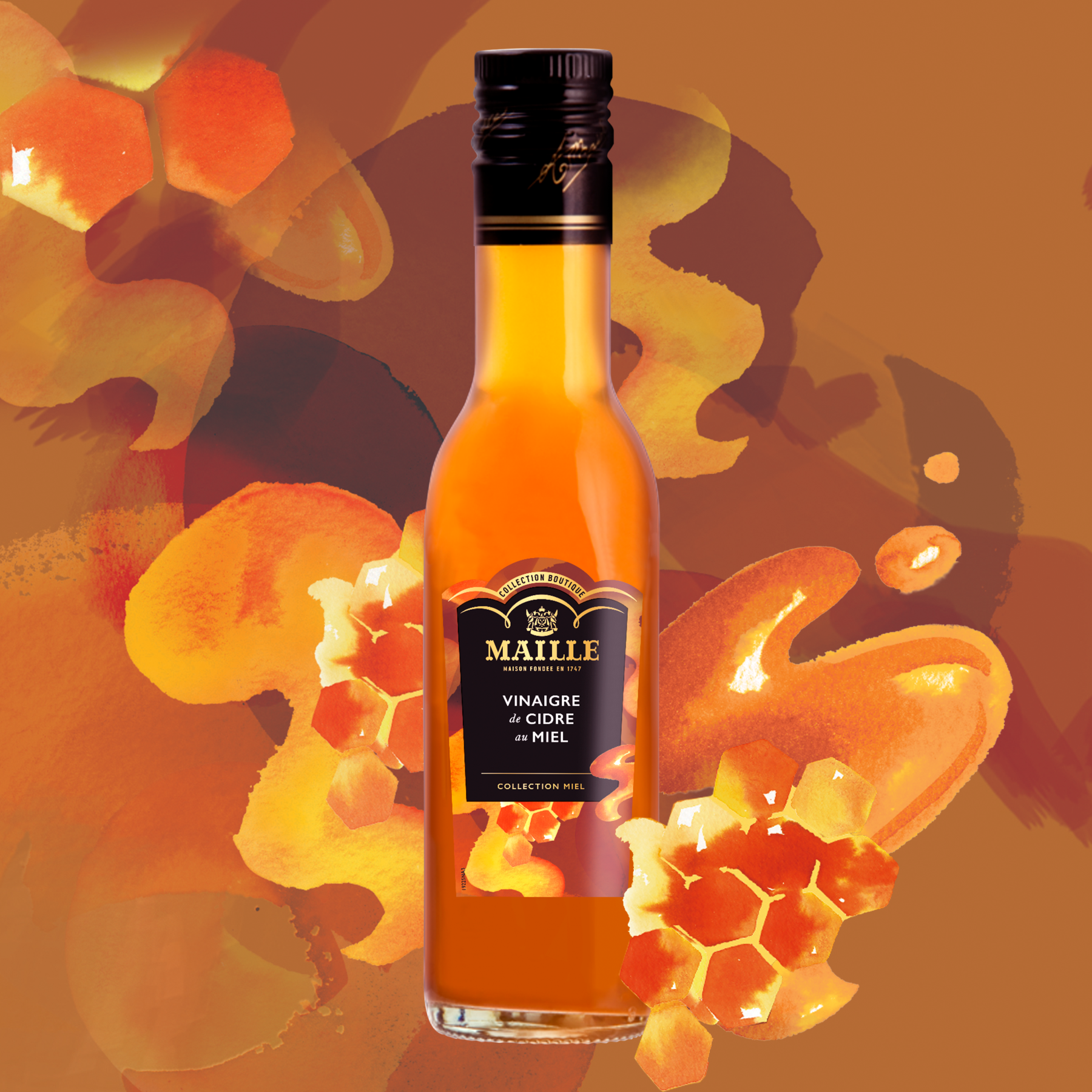 Maille - Vinaigre de cidre au miel, 250 ml, new visual
