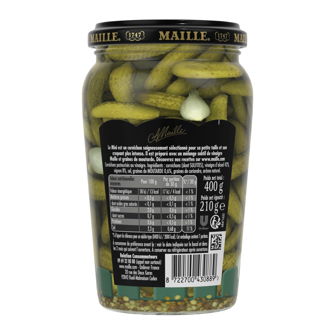 Maille - Mini Cornichons Petits Croquants Bocal 210 g, backend