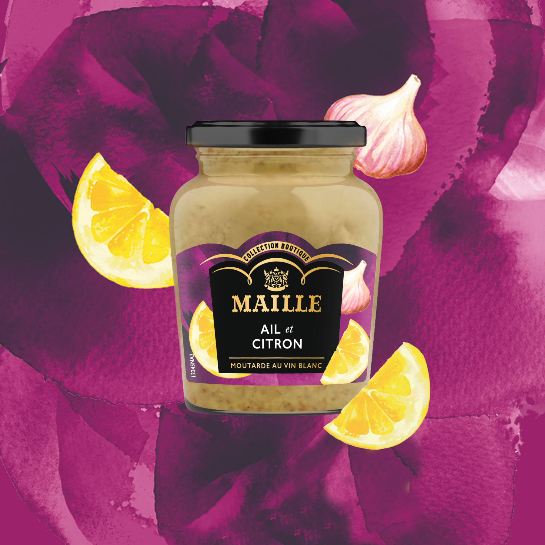 Maille - Moutarde au vin blanc, ail et citron, 108 g, new visual