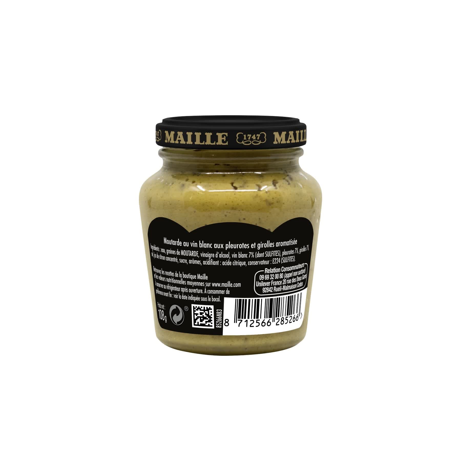 Maille - Moutarde au vin blanc, pleurotes et girolles, 108 g, arrière