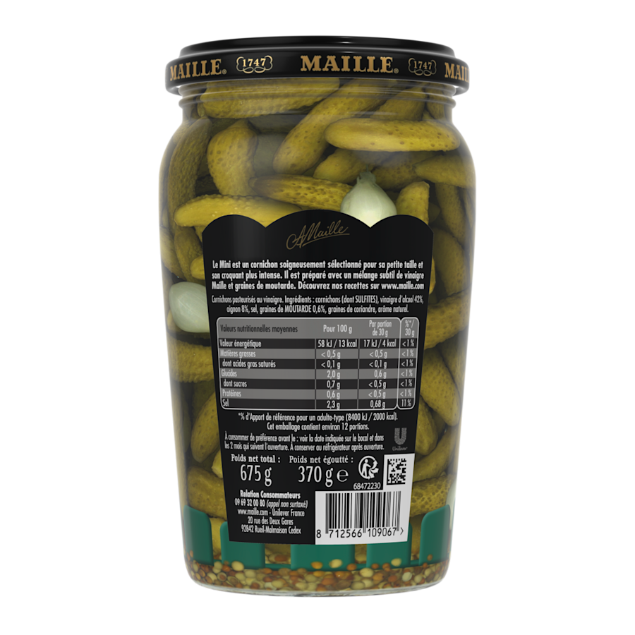 Maille Mini Cornichons Petits Croquants Bocal 370 g