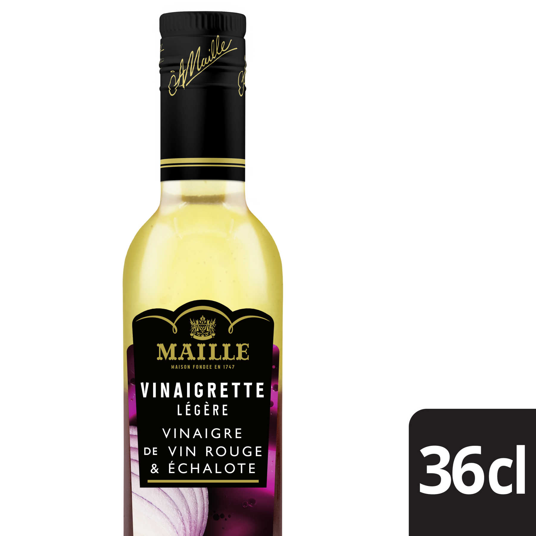 Maille - Vinaigrette Légère Vinaigre de Vin Rouge et Echalotes Pointe d'Oignon  Rouge 36 cl
