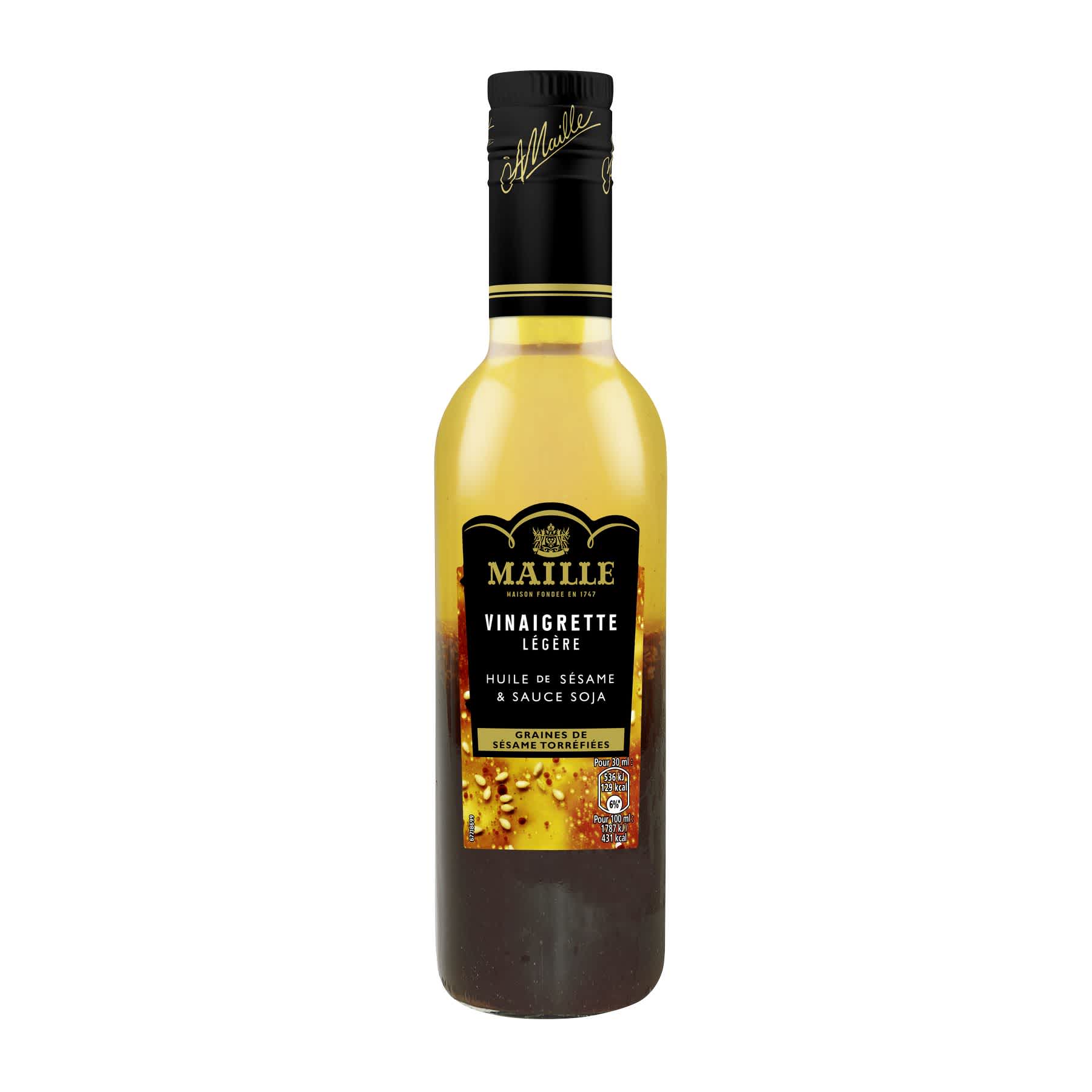 Maille - Vinaigrette Légère Huile de Sésame & Sauce Soja Graines de Sésame Torréfiées 36 cl, overview