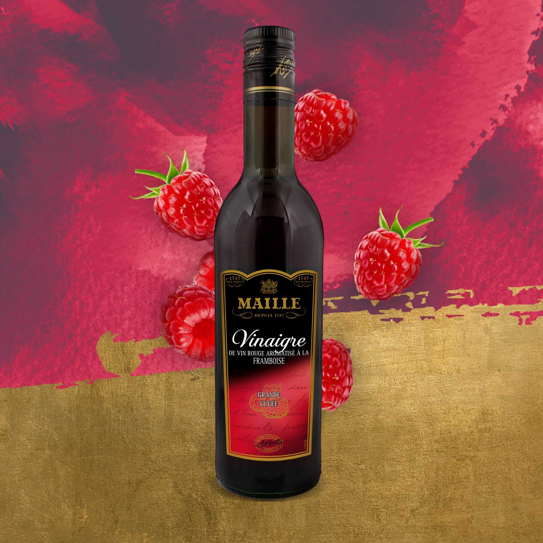 Maille - Vinaigre de Vin Rouge aromatisé à la Framboise 50 cl, new visual