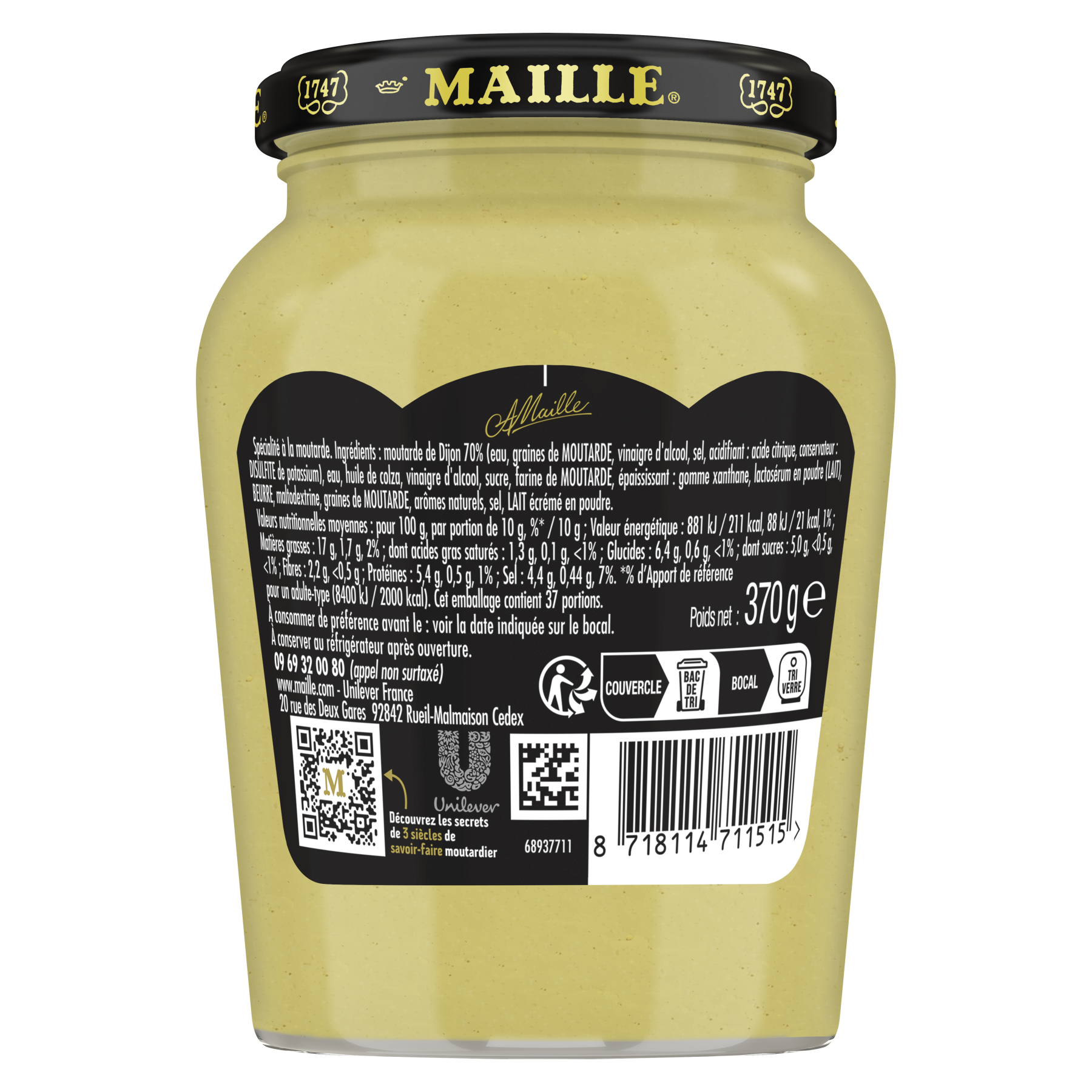 Product - Spécialité à la Moutarde Fine Douce Bocal 370 g 