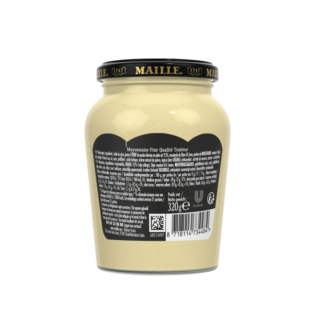 Maille - Mayonnaise Fine Qualité Traiteur Bocal 320 g, backend