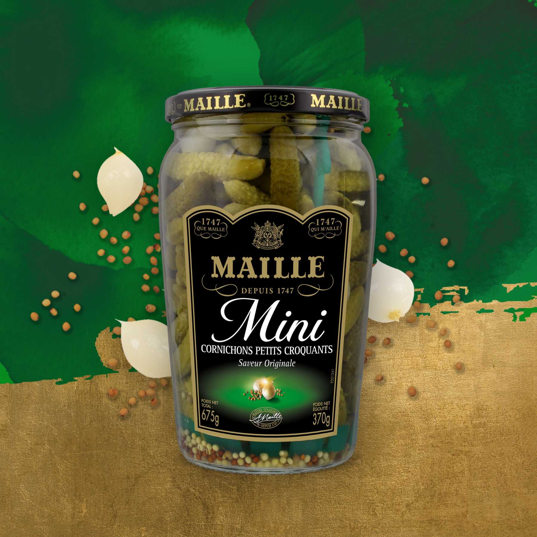 Maille - Mini Cornichons Petits Croquants Bocal 370 g