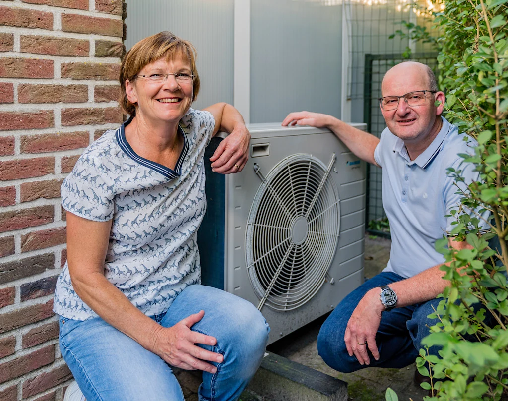 Familie Herijgers uit Hoeven met een warmtepomp