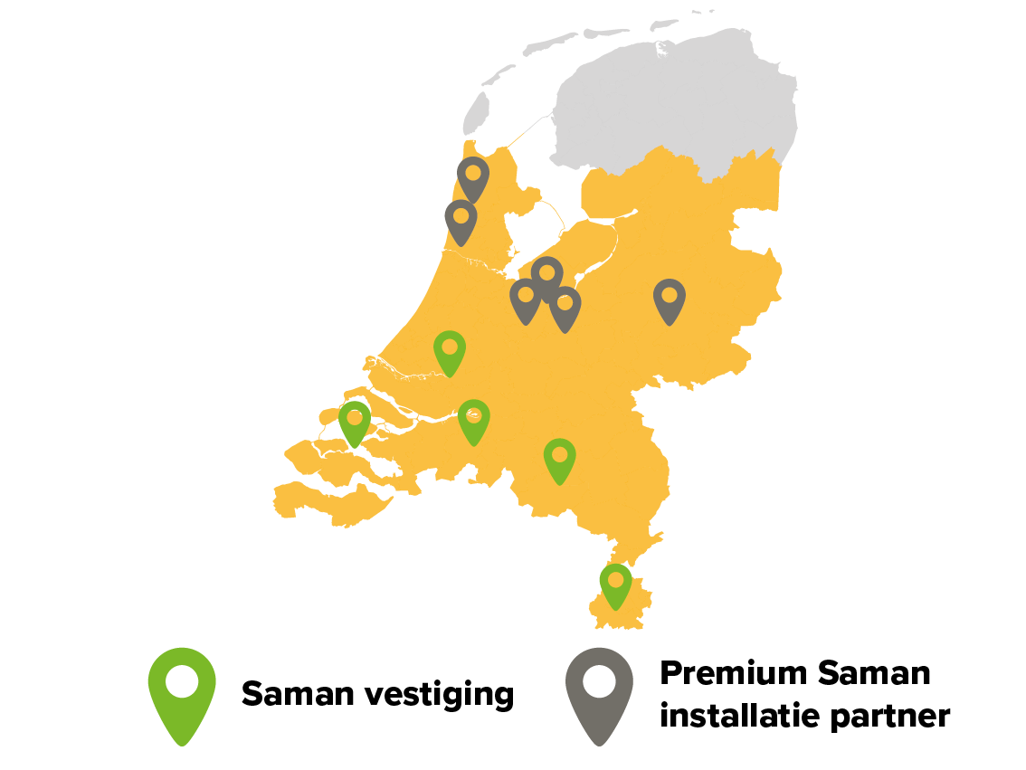 Kaart werkgebied en locaties + partners
