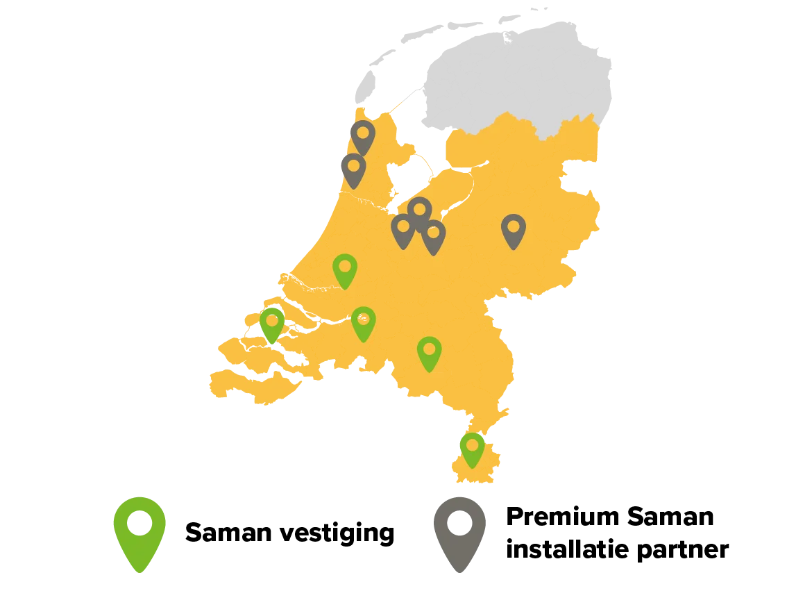Kaart werkgebied en locaties + partners