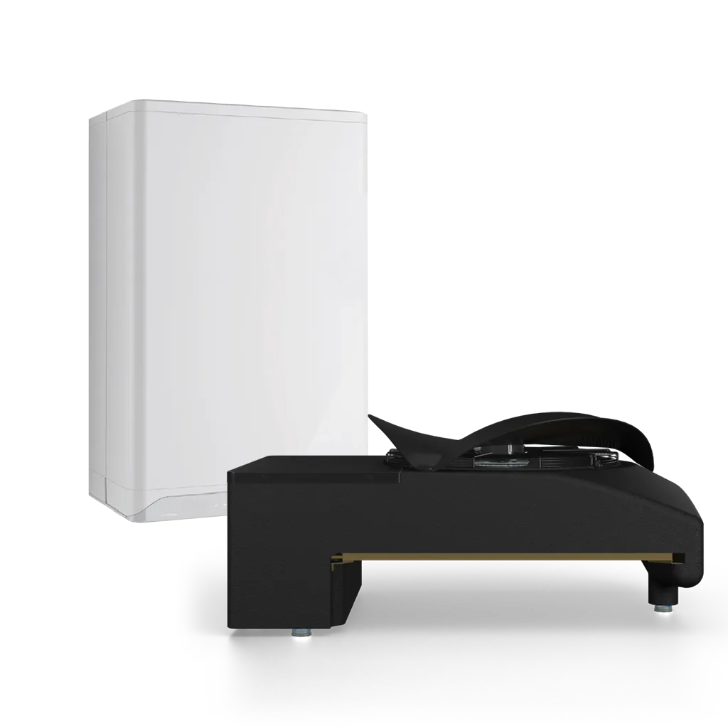 Render van blackbird hybride warmtepomp in combinatie met cv-ketel