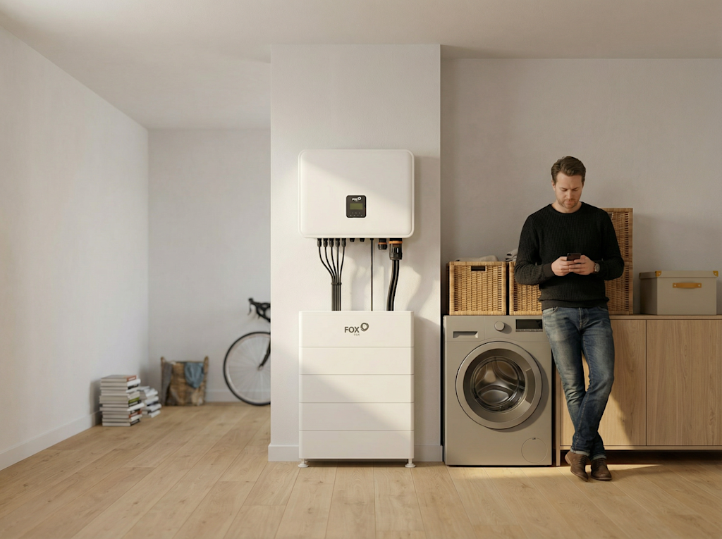 Hero Fox ESS EQ6000 Plus man op zolder wasmachine