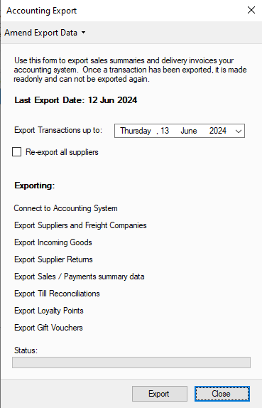 Screenshot 1 for app PBSAPOS Accounting Export