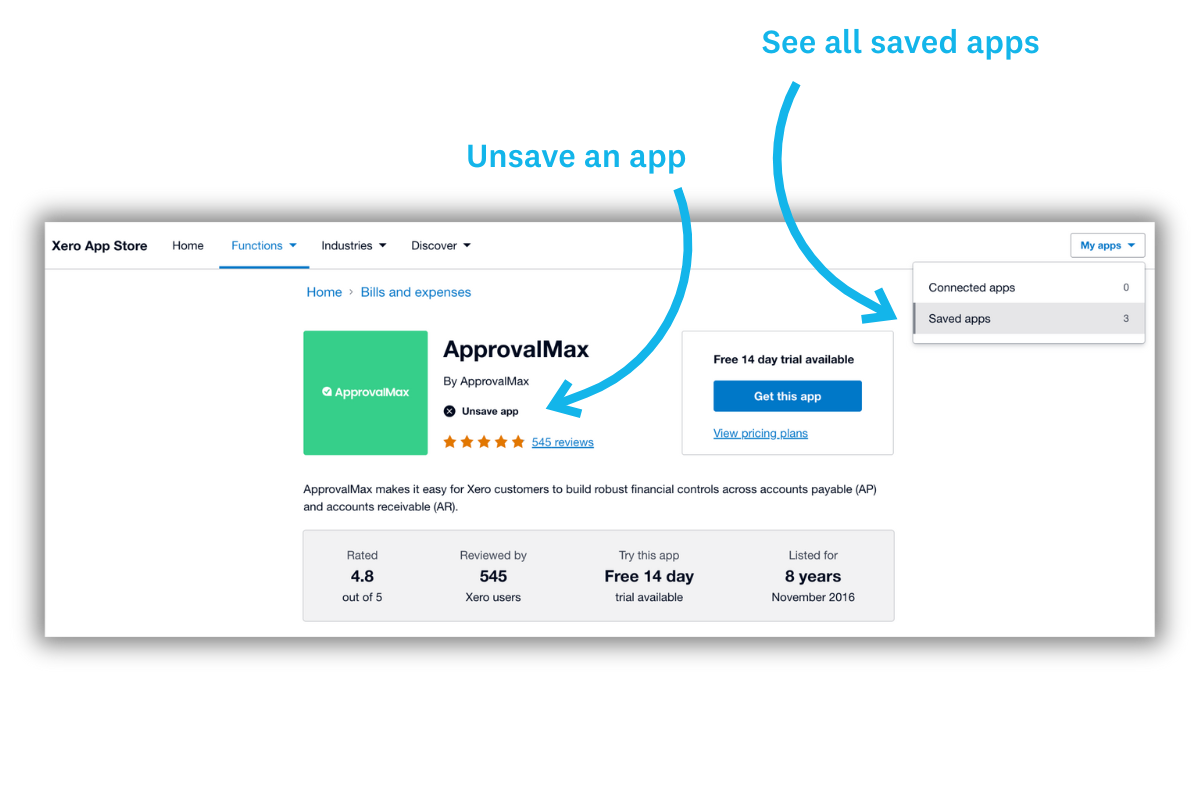 Unsave an app in the XAS