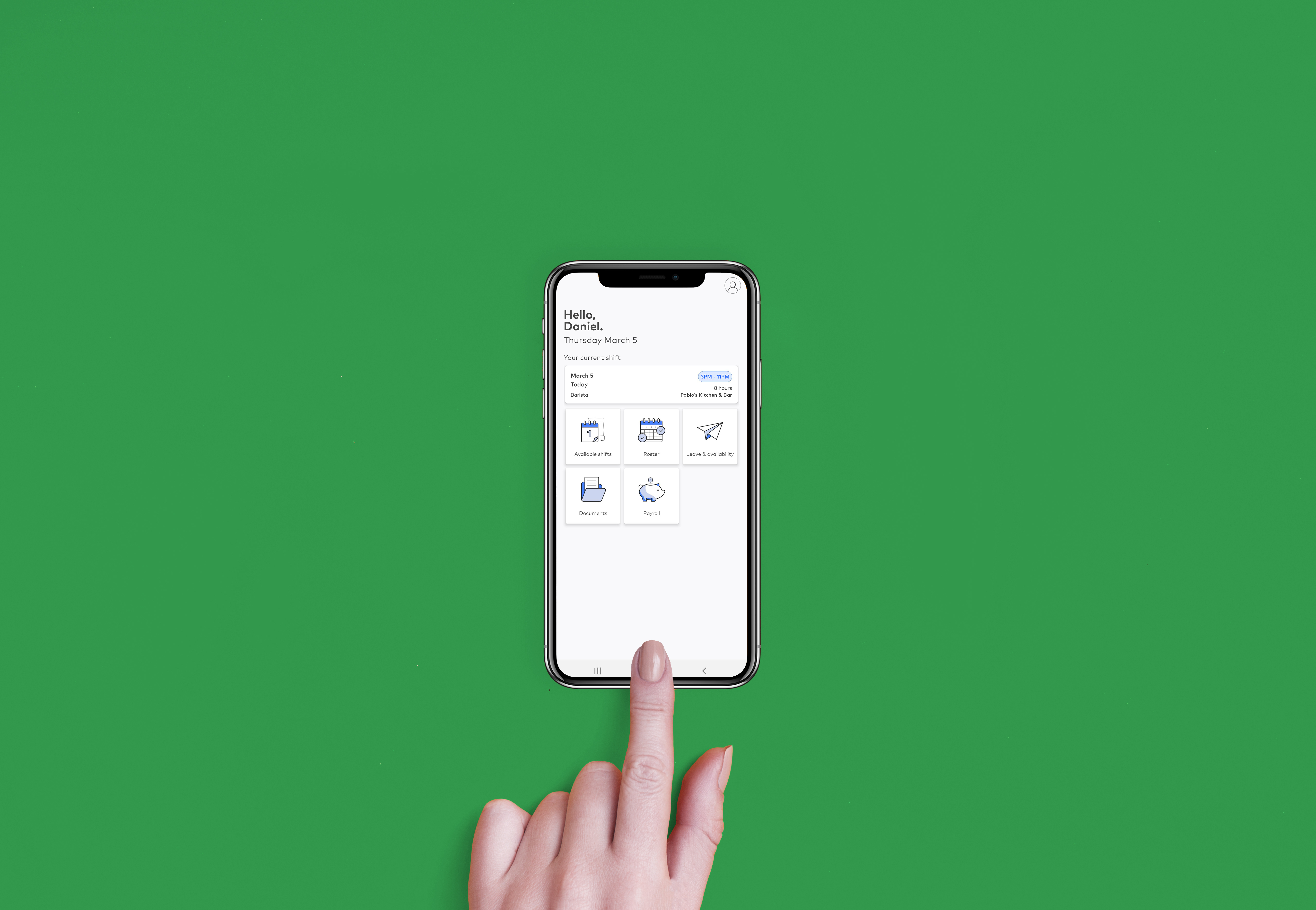 app welcome screen mock up green